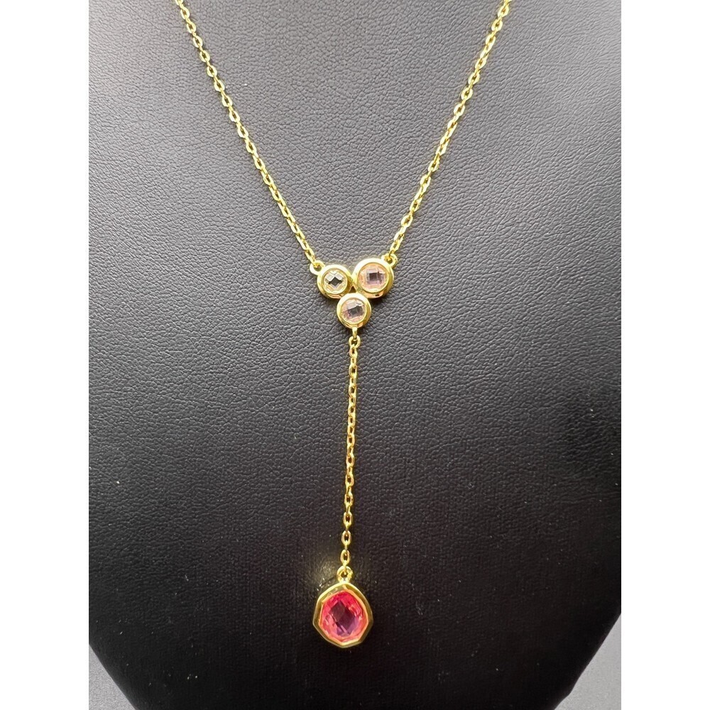 Pink Stone Y Necklace - Picture 3 of 5